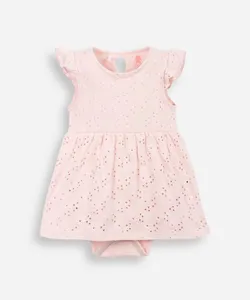 body vestido infantil de algodão floral rosa 18-24