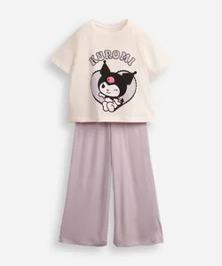 pijama longo infantil de algodão hello kitty off white 10