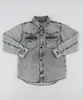 Camisa Jeans Infantil com Bolsos Manga Longa Preta 8