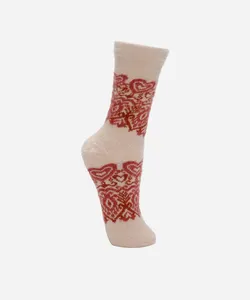 meia cano longo paisley - bege 34-39