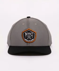 boné aba curva patch bordado nyc cinza Único
