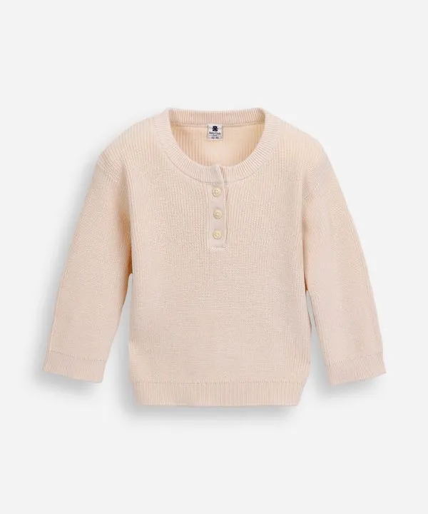 suéter infantil de tricot em algodão bege 6-9