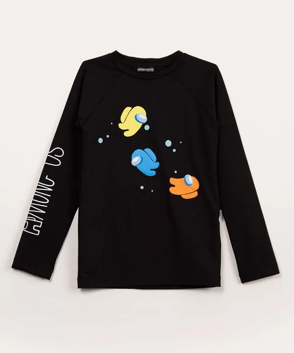 blusa de praia manga longa among us com proteção uv50 preto 12