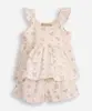 conjunto infantil curto texturizado floral off white 3