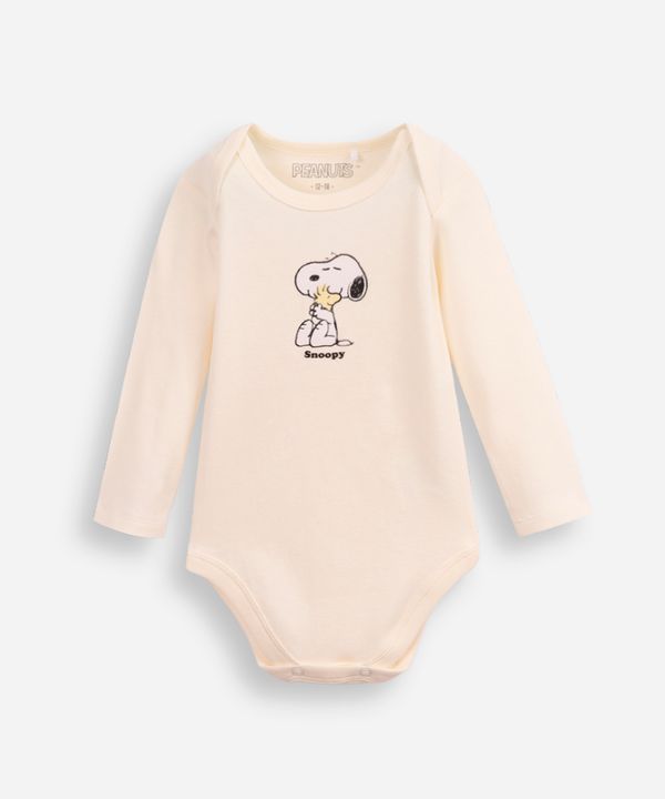body infantil de algodão snoopy off white 18-24
