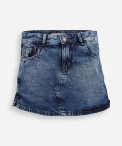 short saia juvenil jeans azul 14