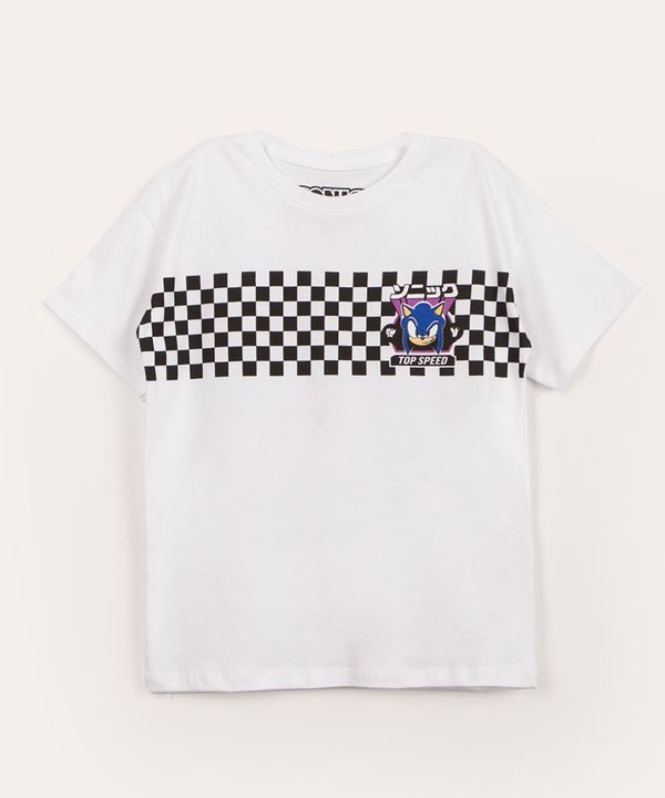 camiseta infantil de algodão sonic off white 12
