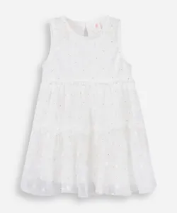 vestido infantil tule flores off white 18-24