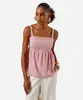 bata feminina com linho decote quadrado rosa G