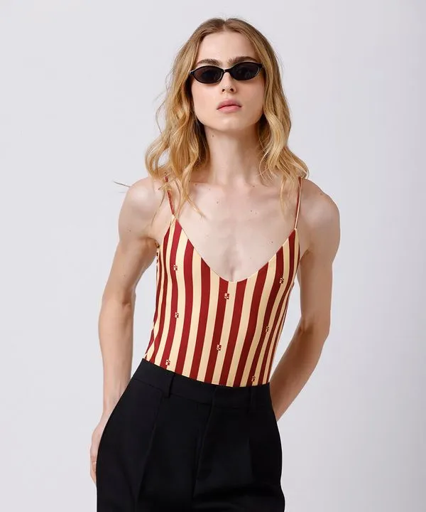 maiô alça fina feminino listrado mindset amarelo P
