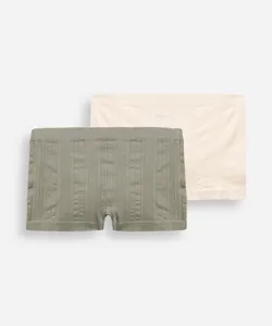 kit de 2 calcinhas boyshort feminina sem costura texturizada colorido P