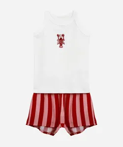 pijama infantil mini me lagosta com bolsa vermelho 4