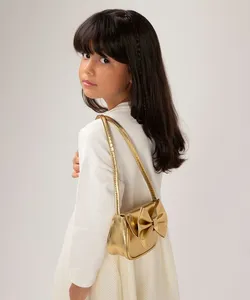 bolsa infantil metalizada laço dourado UNICO