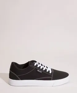 Tênis Masculino com Recortes de Lona Ollie Preto 39