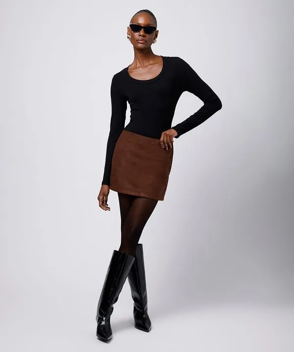 minissaia feminina de suede mindset marrom 38