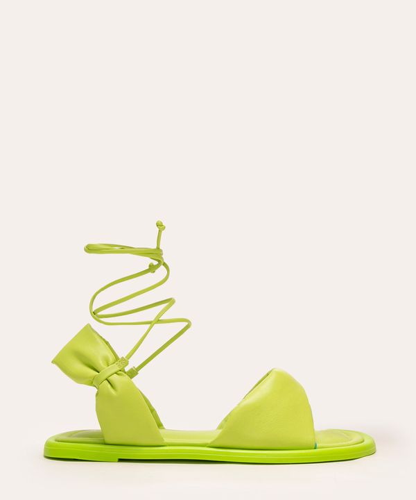 sandália flat bicolor lace up + via mia verde 39