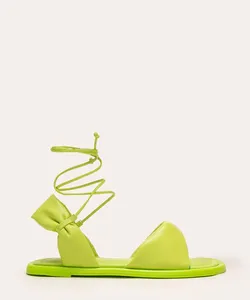 sandália flat bicolor lace up + via mia verde 37