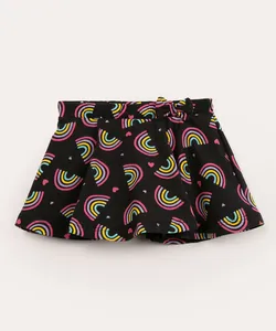 short saia infantil com laço arco-íris preto 4
