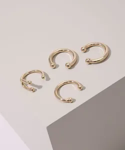 Kit de 4 Anéis Piercing Dourado P