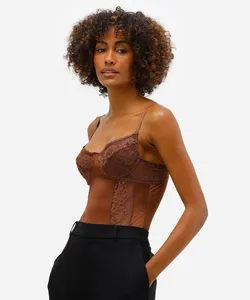 body feminino com renda marrom M