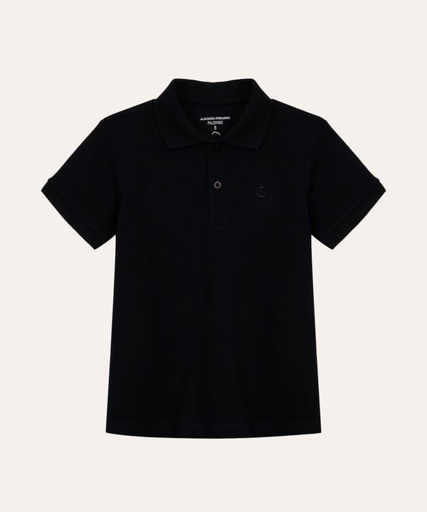 polo de algodão infantil manga curta azul 4