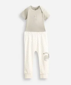 conjunto body e calça infantil algodão dinossauro verde 9-12