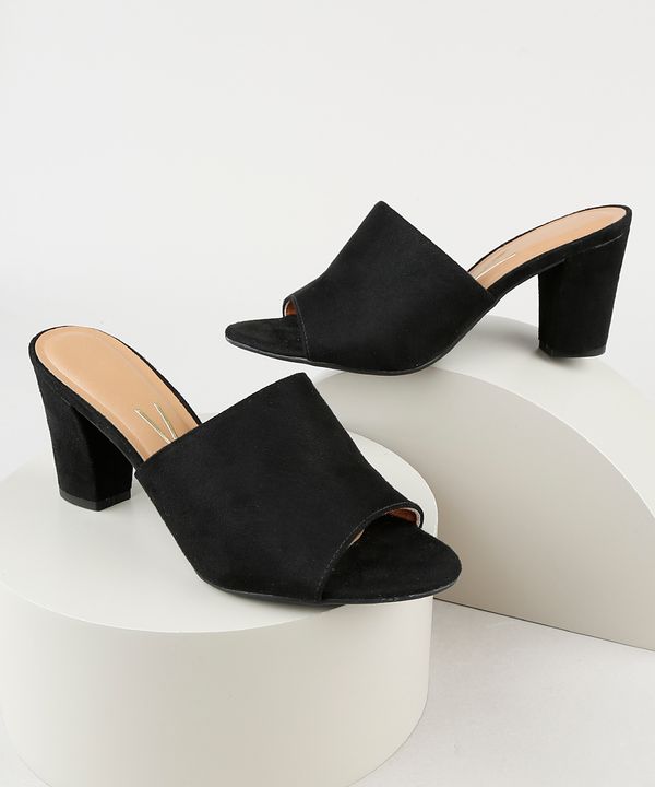Tamanco Feminino Vizzano em Suede Salto Grosso Preto 36