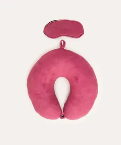 apoio de pescoço com máscara de dormir rosa UNICO
