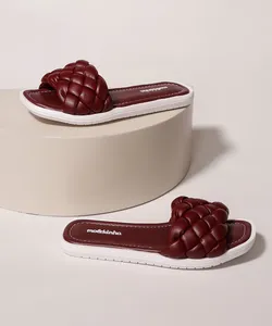 Rasteirinha Infantil Slide Molekinha Trançada Vinho 30