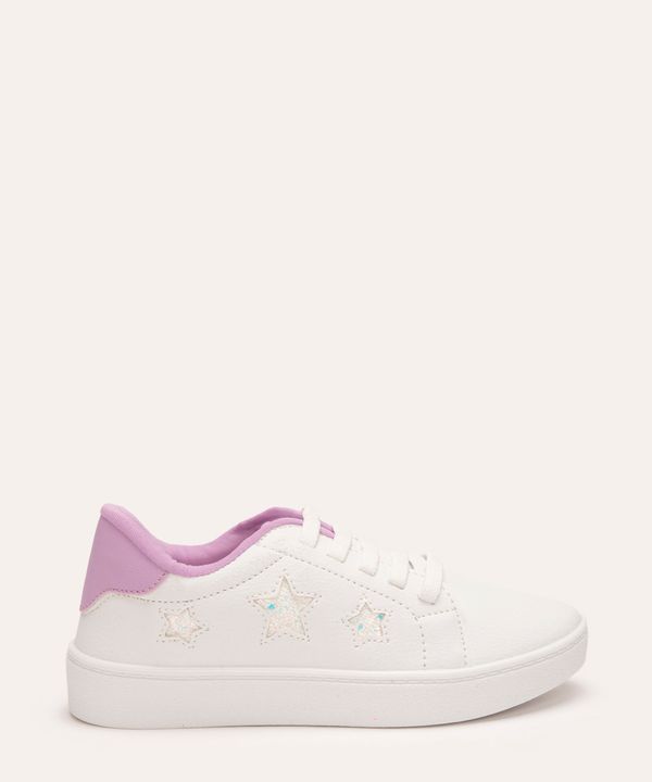 tênis infantil estrelas com glitter branco 28