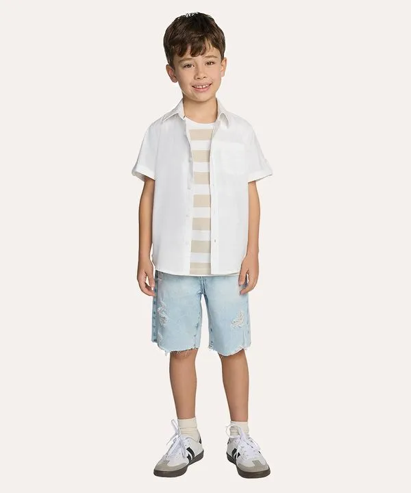 bermuda jeans infantil destroyed azul claro 12