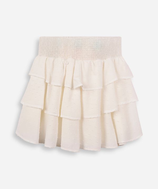 saia curta juvenil de viscose com babados texturizada off white 12
