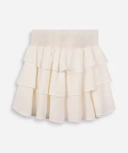 saia curta juvenil de viscose com babados texturizada off white 10