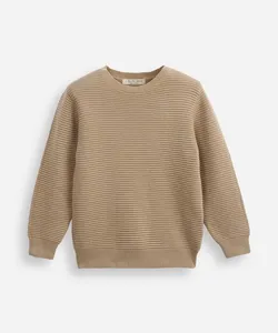 suéter de tricot infantil manga longa bege 8