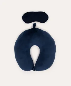 apoio de pescoço com máscara de dormir azul marinho UNICO