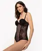 body de renda tule com aro e bojo preto 46