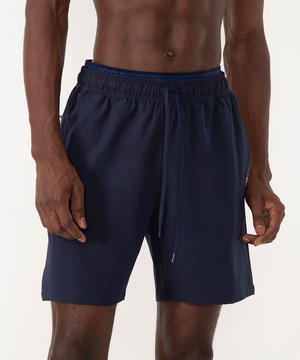 short com bolsos e elástico esportivo azul P