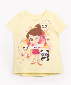 blusa infantil de algodão manga curta luluca amarelo 10