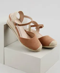 Espadrille Feminino Via Uno Anabela Marrom Claro 37