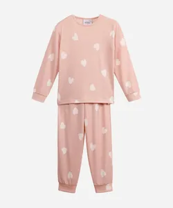 pijama longo infantil coração rosa 8