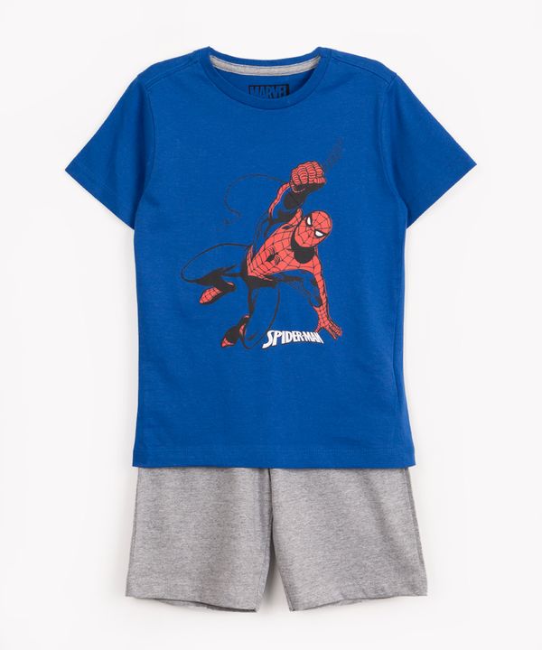 pijama infantil de algodão manga curta com short homem aranha azul royal 2