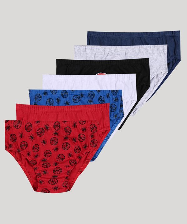 Kit de 7 Cuecas Infantis Slip Homem Aranha Multicor 8