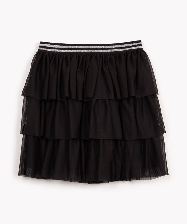 saia infantil de tule com babados preto 12