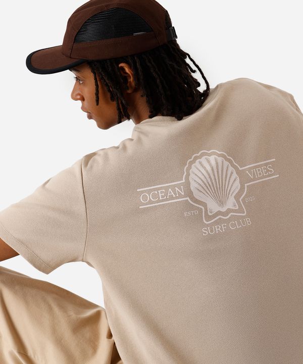 camiseta masculina de algodão estampada bege M