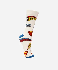 meia masculina cano alto super homem - off white 41-43