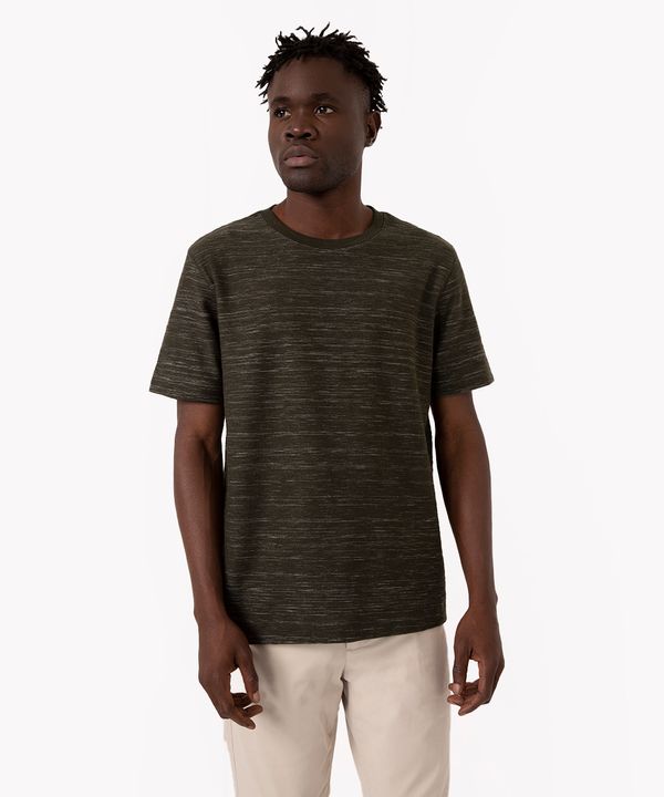 camiseta de moletinho listrada manga curta verde escuro G