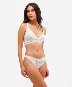 calcinha fio dental de renda off white G