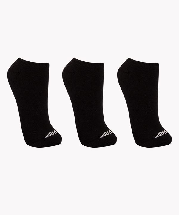 kit de três meias cano baixo esportivo preto 39-43