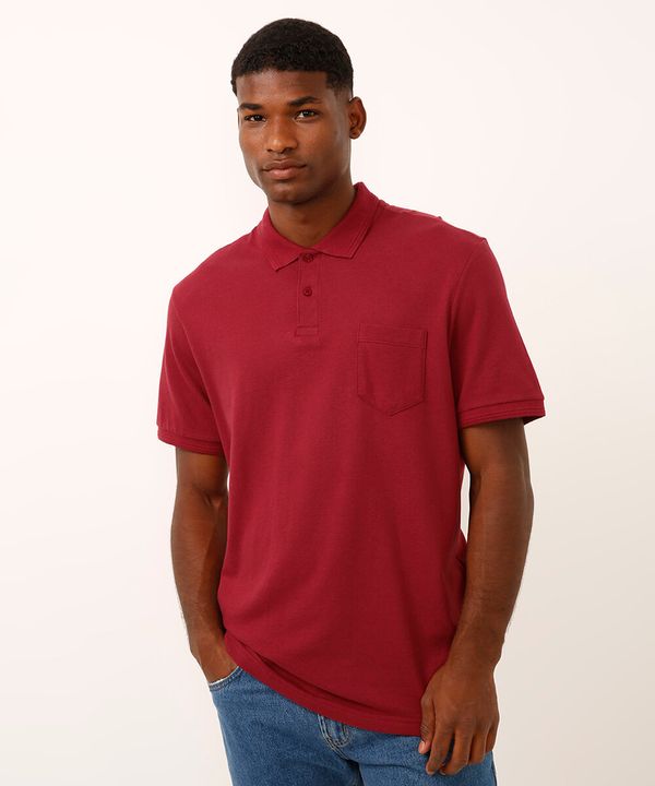 polo básica tradicional piquet com bolso vinho GG