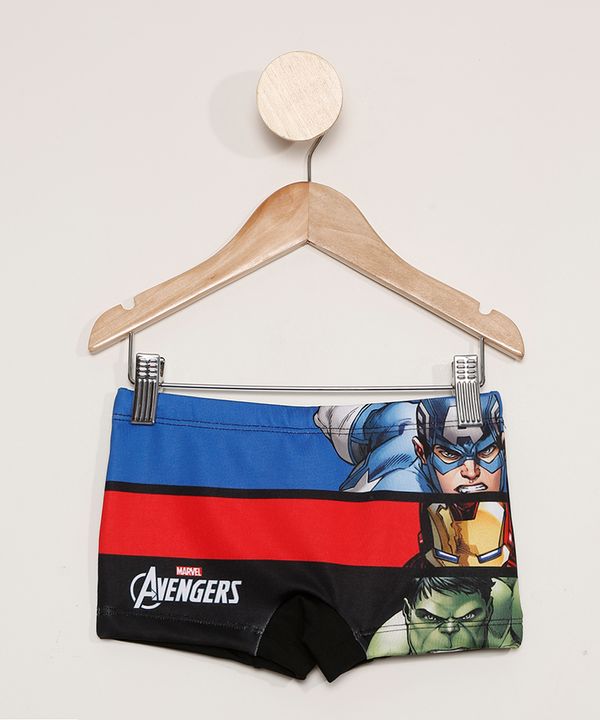 Sunga Infantil Boxer Os Vingadores com Proteção UV50+ Preta 8